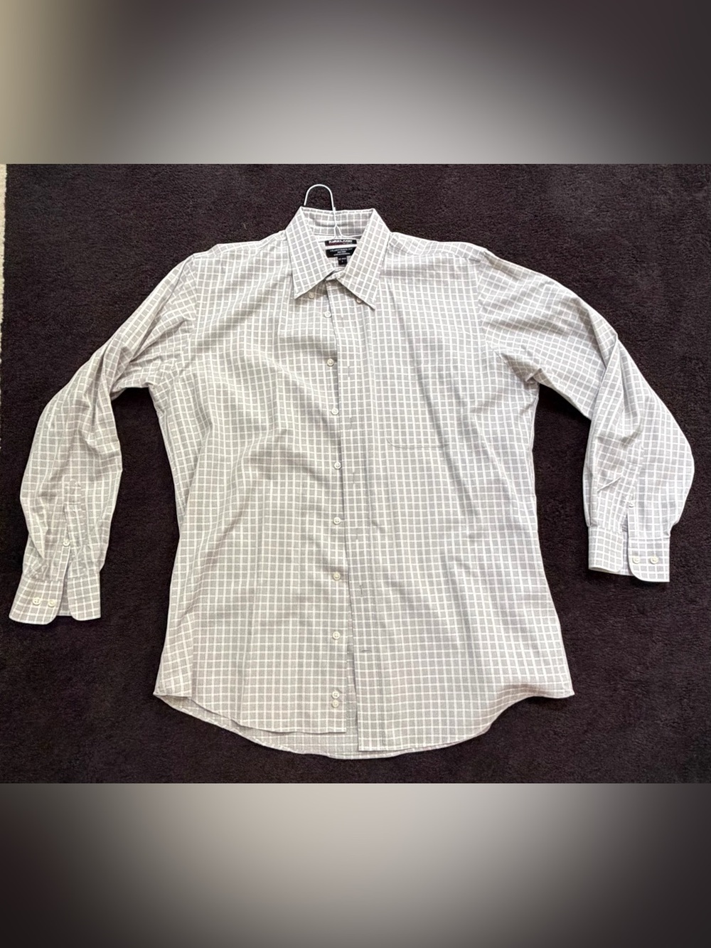 New Kirkland Signature Gray Windowpane Dress Shirt